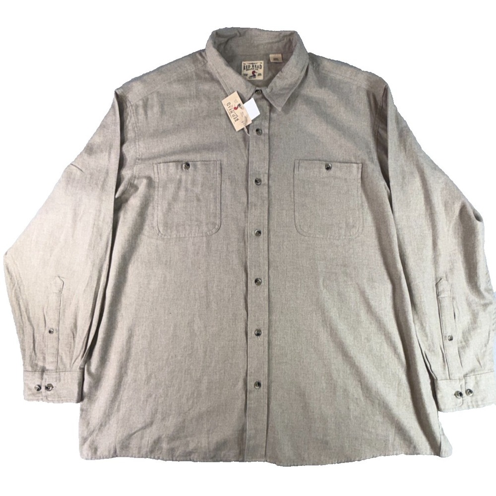 RedHead Brand Co Mens 3XL Oatmeal Button Up Shirt Long Sleeve Flannel Chamois